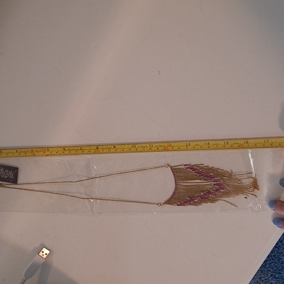 NEW!!! Pink and Gold Fringe Necklace - Picture 3 of 6